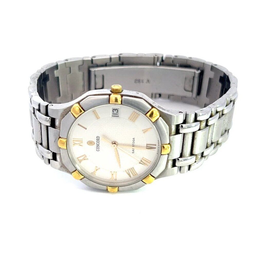 Concord Estate Saratoga Roman Numerals Watch 18k Gold + Stainless Steel C3